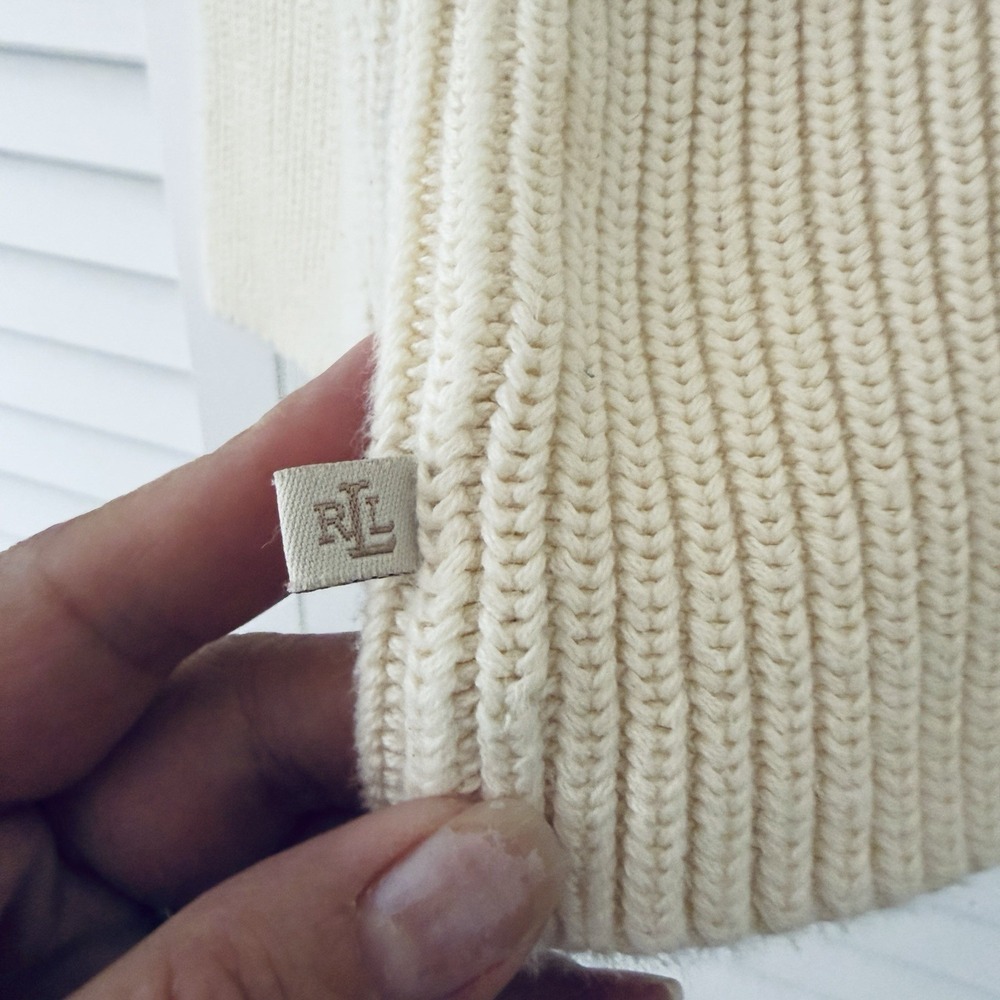 LAUREN RALPH LAUREN Cream Ivory Ribbed Turtleneck Sweater Womens Size XL - Picture 5 of 10